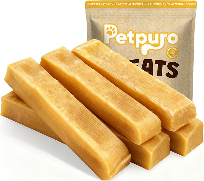 Yak Cheese Dog Chews – Long Lasting Hard Chew for Aggressive Chewers, 3-Ingredient Natural Dog Treats – High Protein, Odor-Free, Rawhide-Free for Large Dogs (Large - 5 Chews)
