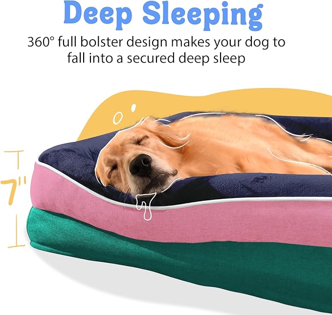 Chez Paw Orthopedic Extra Large Dog Bed - XXL Washable Giant Pet Couch Sofa with Removable Cover Waterproof Bolster for Large Size Dogs, 45x35