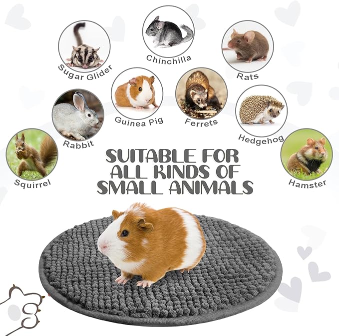 Amylove 4 Pcs Guinea Pig Cage Liner Washable Fleece Pee Pads Pet Dog Cat Bedding Training Mat for Small Animal Guinea Pig Puppy Bunny Hamster(Diameter 12 Inch,Round,Dark Gray)