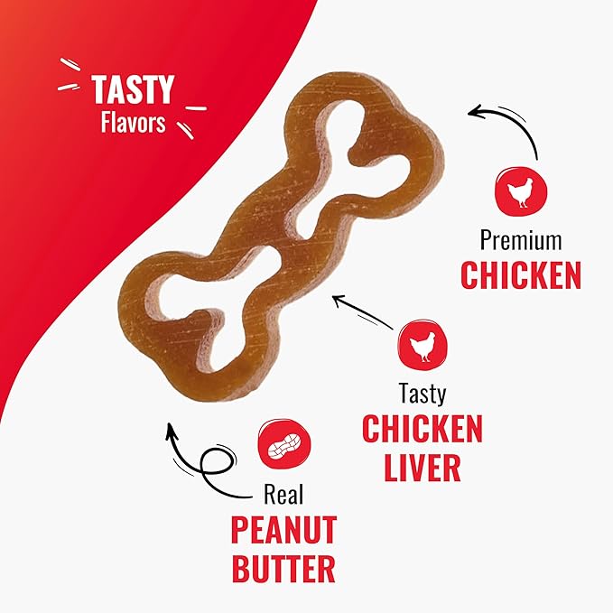 Good ‘n’ Tasty Triple Flavor Wag-A-Toni Bites, Low-Calorie Pasta-Shaped Dog Treats, Made with Real Chicken, Tasty Chicken Liver & Real Peanut Butter, Perfect Reward or Training Treat, 12 oz