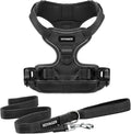 Voyager Dog Harness Dual Leash Attachment No-Pull Control Adjustable Soft but Strong Pet Harness for Medium and Large Dogs with 3M Reflective Technology, Leash Set Black Nylon, S (Chest: 16-20")