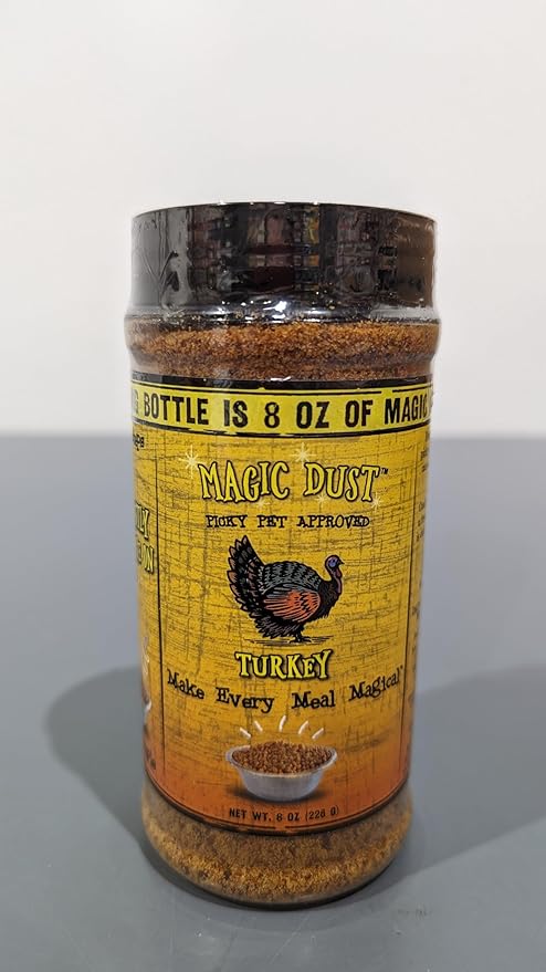 Wild Meadow Farms - Magic Dust Turkey Jerky Topper, Single Protein Pet Food Topper for Dogs & Cats, Enhance Flavor & Elevate Mealtime Excitement for Picky Eaters - 8 Ounce Bottle in Turkey Flavor