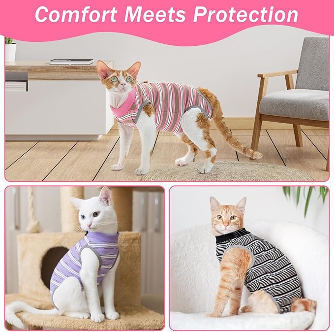 Coppthinktu Cat Recovery Suit Female, Cat Surgery Recovery Suit Cats Onesie for Cats After Surgery for Surgical Abdominal Wound Skin Diseases, Soft E-Collar Alternative Kitten Spay Suit Anti Licking
