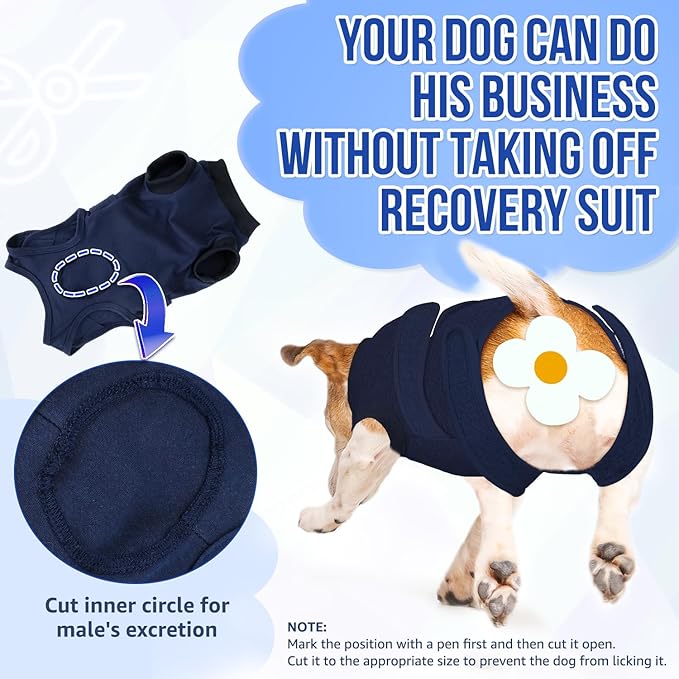 SlowTon Dog Surgery Recovery Suit - Zipper On Dog Onesies After Surgery for Female Male Dogs, Abdominal Wounds Bandages Cone/E-Collar Alternative Dogs Surgical Body Suit (Dark Blue,XL)