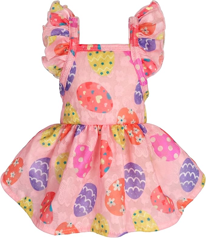 Fitwarm Easter Egg Dog Dress, Holiday Dog Clothes for Small Dogs Girl, Pet Easter Outfit, Pink, Yellow, Purple, Small