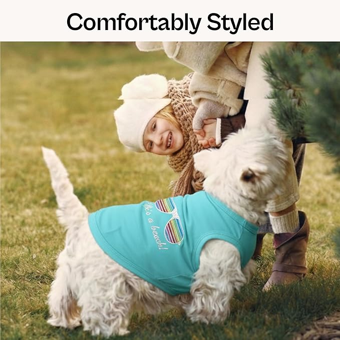 Parisian Pet Beach Dog Shirt – 100% Cotton Shirts for Medium Dogs – Sleeveless Pet Vest – Lightweight and Breathable Dogs Apparel – Cute Summer Dog Clothes - Stretchy T Shirts for Pets