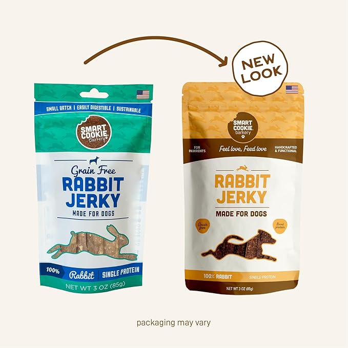 Smart Cookie Single Ingredient Rabbit Jerky Dog Treats - Training Treat Strips for Dogs and Puppies with Allergies, Sensitive Stomachs - Dehydrated, 100% Meat, Grain Free, Made in USA - 3oz, Pack of 1