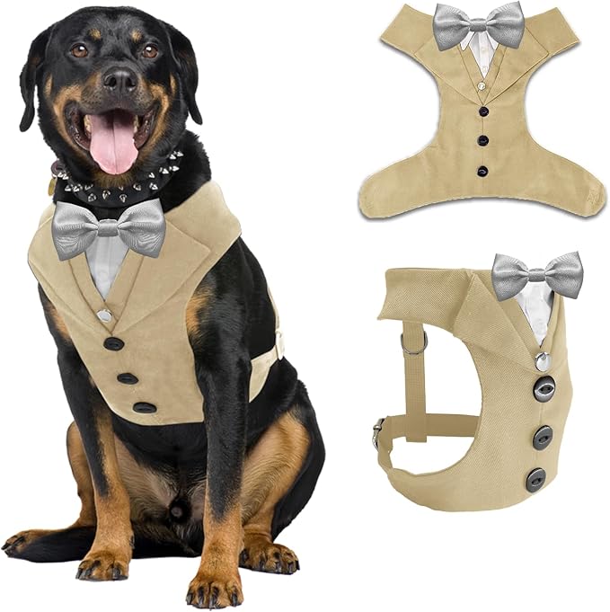 AVERYDAY Dog Tuxedo for Wedding Outfit, Dog Suit and Tie Costumes for Birthday, Halloween, Cosplay, Christmas Party, Pet Formal Wear with Bowtie, Tux for Medium Large Dogs, Bulldog, Labrador, Husky