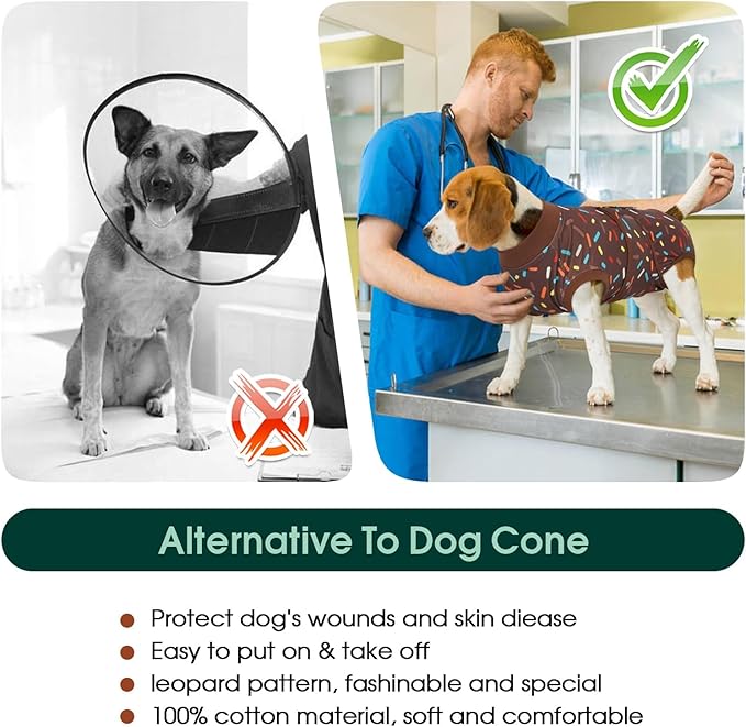 Kuoser Dog Recovery Suit for Post-Surgery Care, Spay Neuter Bodysuit for Female & Male Dogs, Anti-Licking Surgical Onesie, Snug Fit for Abdominal Wound Protection & Skin Healing, Brown XS