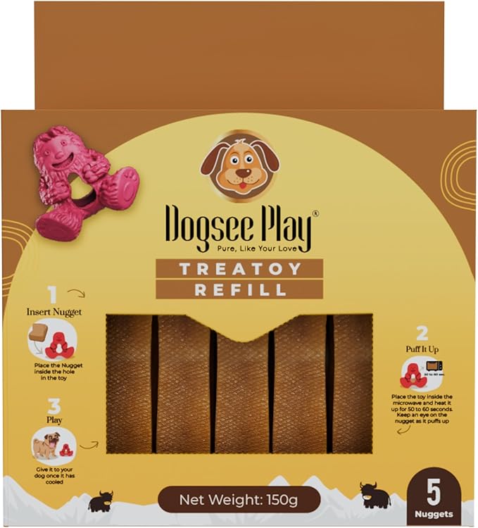 Dogsee Treatoy Yeti Toy Refill Pack 5.3 Oz (5 pc) | Himalayan Yak Cheese Chew Nuggets | Great for Oral Hygiene | No Odor, No Mess