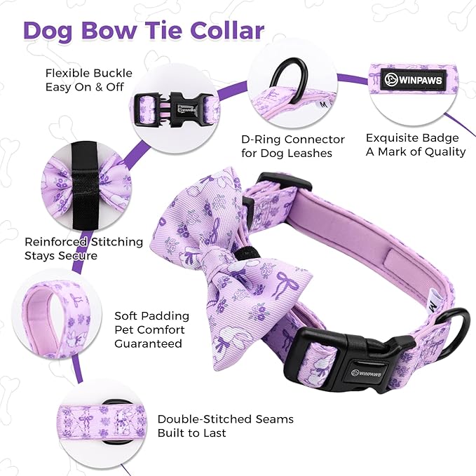 Dog Harness and Leash Collar Set with Dog Poop Bag Holder and Bandanas, Escape Proof Adjustable Puppy Cat Vest with Soft Mesh Padded, Pet Supplies for Small Medium Large Dogs Kitten(Purple, S)