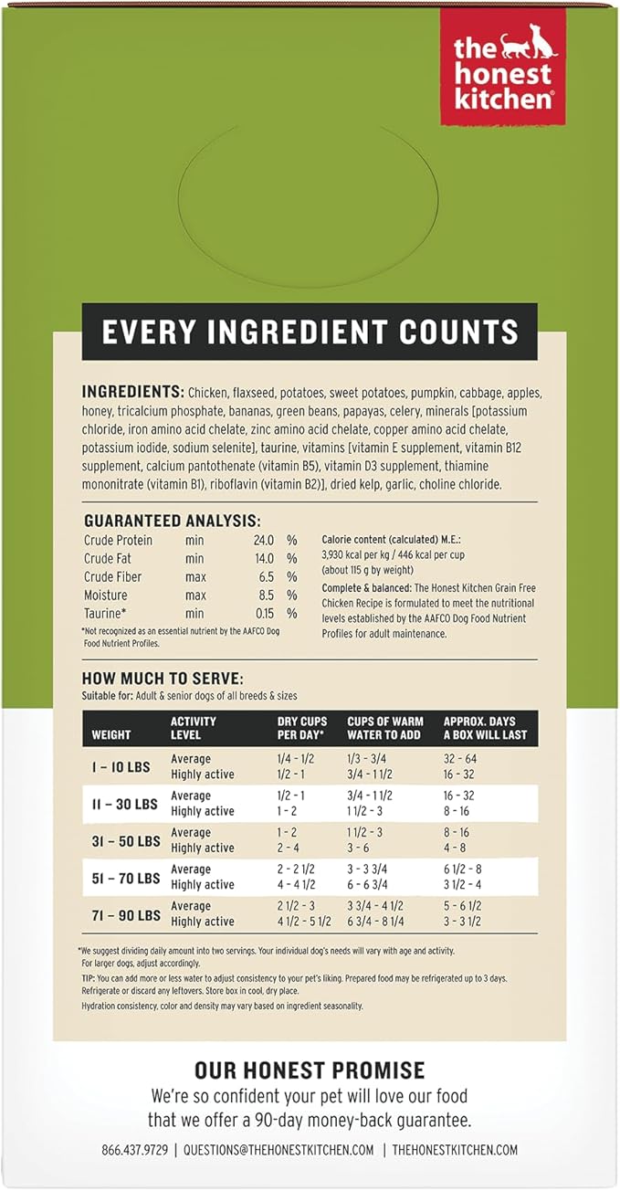The Honest Kitchen Human Grade Wholemade™ Dehydrated Grain Free Chicken Dog Food - Complete & Balanced Meal or Topper - 4 lb Box