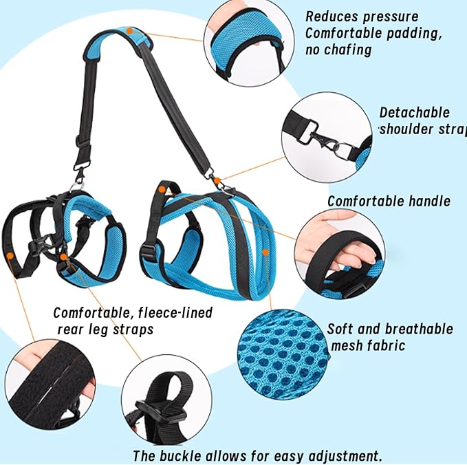 Mobility Harness, Pawlift Dog Full Body Harness, 2-in-1 Full Body Support Aid & Sling with Adjustable Straps Machine-Washable with Breathable Mesh Design (M)