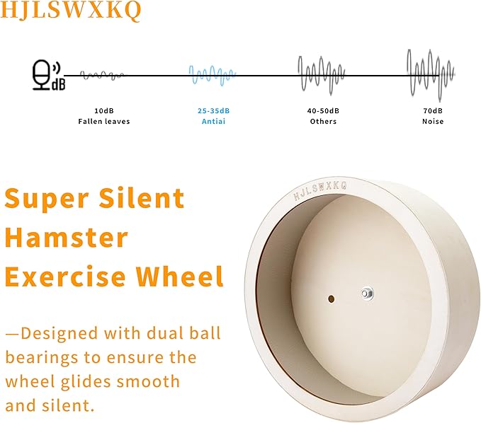 6inch Wall-Mount Silent Hamster Wheel, Wooden Small Animal Exercise Wheel with Removable & Washable Track for Gerbil, Mouse, Syrian Hamster（6in）