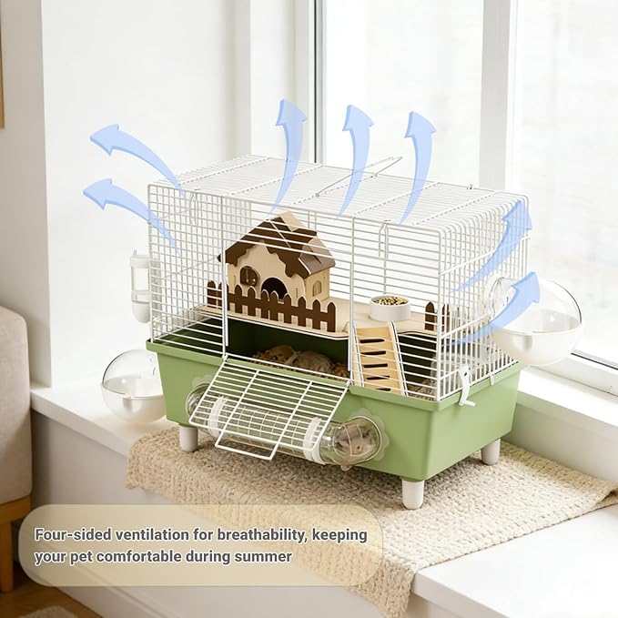 18.5 Inch Chewproof Metal Hamster Cage - All-in-One Habitat with Wheel, Hideout, Platforms for Dwarf Hamster, Mice, Rats, Guinea Pig