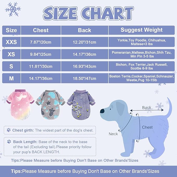 Kosiyi Small Dog Sweater Night Glow Fleece Dog Clothes for Small Dogs Girl Boy, Warm Pullover Doggie Sweatshirt, Winter Pet Coat Jacket Cat Costume, Puppy Outfit Female Male, Blue, S