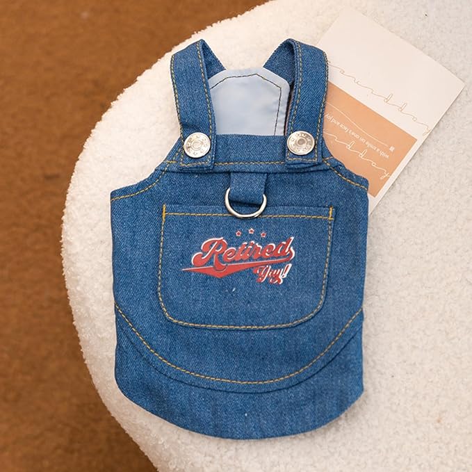 Dog Clothes Denim Dog Dresses for Small Dogs Harness Dress Puppy Clothes with Leash Ring Dog Costume with Pocket Summer Cat Apparel Dog Clothes Cat Shirts Small Dog Dresses Female Navy Blue Small