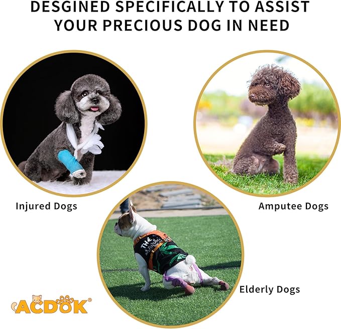 Adjustable Dog Harness for Elderly Pet with Padded Belt and Breathable Design Disabled Pet Lift Slings - Yellow - M