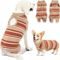 Lukovee Recovery Suit for Dogs, Onesie Surgery Recovery Suit for Female Male Dogs, Abdominal Wounds Cone E-Collar Alternative Prevent Licking Spay Recovery Suit (Brown Stripes,L)