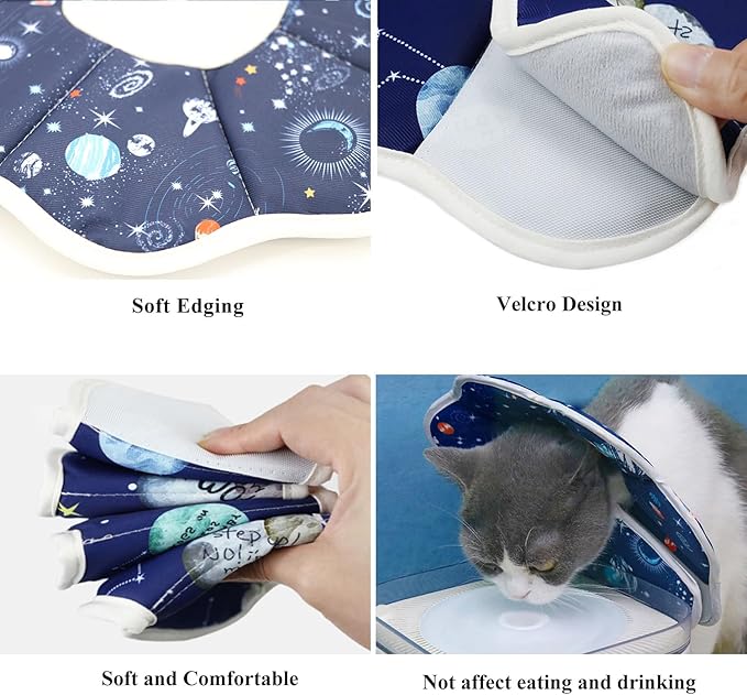 Soft Cat Cone, Adjustable Recovery Collar After Surgery to Prevent Licking Wound, Protective Cat Neck Cone, Comfortable Pet Elizabethan Collar for Cats Kittens and Puppies (XS)