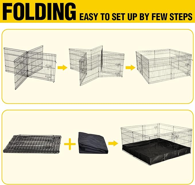 Aivituvin Rabbit Playpen Pet Pen Small Animal Cage with Waterproof Liner - Extension Playpen