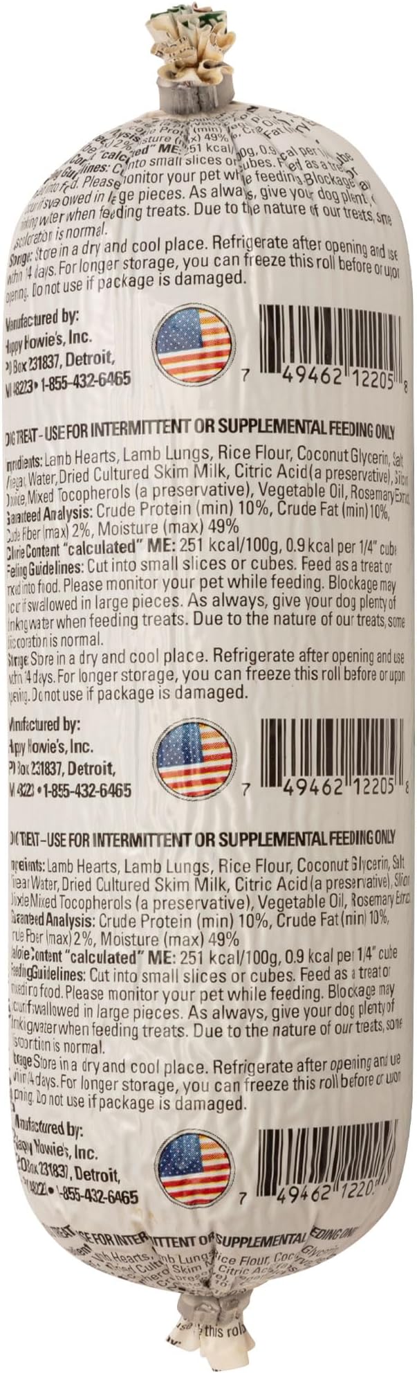Happy Howie's Soft Meat Roll Treat - Soft Dog Food Rolls, High Protein, Natural Ingredients, for All Dogs, Made in USA - Lamb, 12 Oz (Pack of 1)