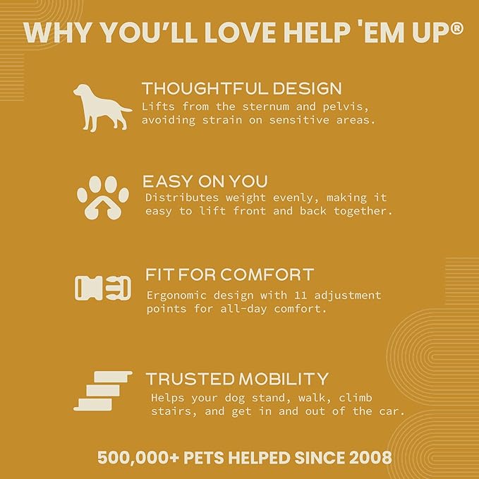 Help 'Em Up® - Dog Lift Harness│ Adjustable Lifting Harness for Dogs │ Full Body Support, Rear Leg Support (Conventional, XL)