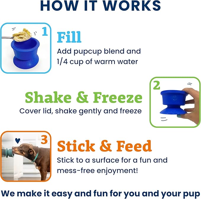 ZIZA PUPCUP Blends - Frozen Dog Treats Mix, Dog Ice Cream, Natural Ingredients, High-Protein, Pre-Made Ice Cream Mix, Refill for ZIZA PUPCUP, Real Fruit Pieces, 7 Servings for Small Dogs, Strawberry
