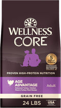 Wellness CORE Senior Dry Dog Food, Grain-Free, High Protein, Natural, Age Advantage Turkey & Chicken Recipe, (24-Pound Bag)