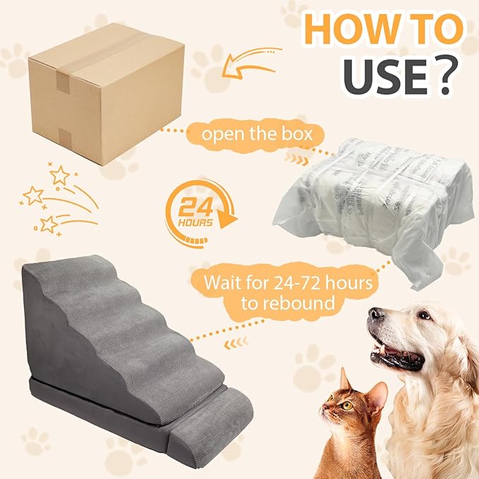 Dog Stairs for High Beds 30-36 inches Tall, 30 Inch Height 6 Steps Doggie Ramp for High Bed, Non-Slip Sturdy Dog Steps, 30D Foam Pet Stairs for Old Dogs/Cats