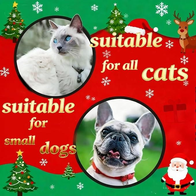 Christmas Dog Costume,Handmade Cat Holiday Outfit with Christmas Tree Hat & Gingerbread Man Scarf Set,Adjustable,Lightweight & Breathable Pet Accessories for Rabbit Xmas Party & Photos