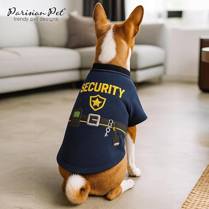 Parisian Pet Dog Security Woofficer Shirt - Embroidered Pet Vest - 100% Cotton & Polyester Doggy Shirt - Lightweight Pet Clothes - Sleeved Puppy Costume - Funny Shirts for Large Dogs - 5XL