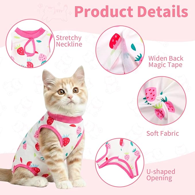 Cat Recovery Suit Cat Onesie for Cats After Surgery, Breathable Cats Surgery Recovery Suit for Female Spay & Abdominal Wounds, Kitten Surgical Onesie Body Suit Anti Licking Cone Alternative