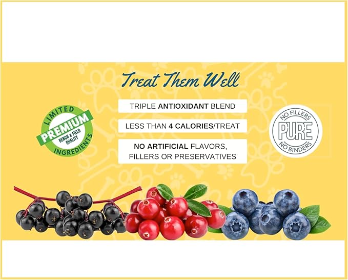 Bench & Field Holistic Natural Chicken Liver & Triple Berry Dog Treats (Pack of 2) | Crunchy Bone-Shaped Bites | Antioxidant Blend, (2) 10-Ounce Bottles