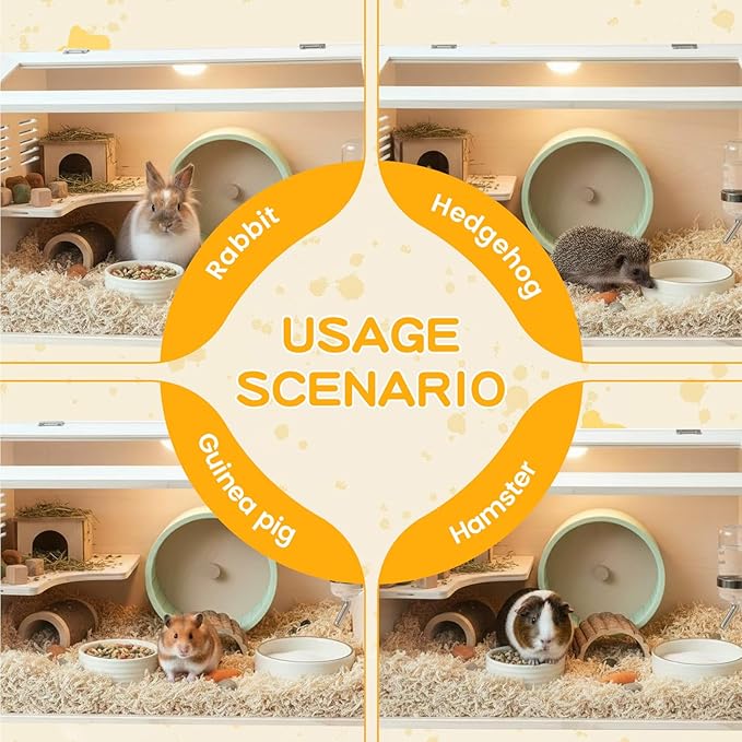 Wooden Hamster Cage Chewproof, Large Hamster Cages and Habitats, Small Animal Habitat with Openable Acrylic Sheet for Gerbil, Degus Mice, Guinea Pig, Rat& Other Small Pets（23.62in）