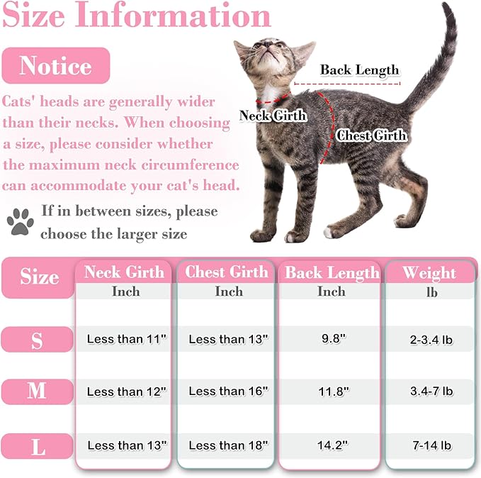 Cat Surgery Recovery Suit, Kitten Surgical Full Bodysuit for Abdominal Wound Protector Anti Licking After Surgery, Professional Cat Surgical Suit E-Collar Alternative for Male & Female Pets