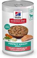 Hill's Science Diet Adult Perfect Weight Wet Dog Food, Hearty Vegetables & Salmon Stew, 12.5 oz. Cans, 12-Pack