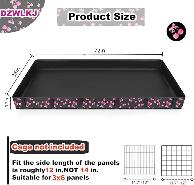 DZWLKJ Guinea Pig Cage Liner,Washable Tarp Bottom Base,Cherry Graphic,36"x72", Reusable for Rabbit, Chinchilla, Hedgehog, Ferret & Other Small Animals.