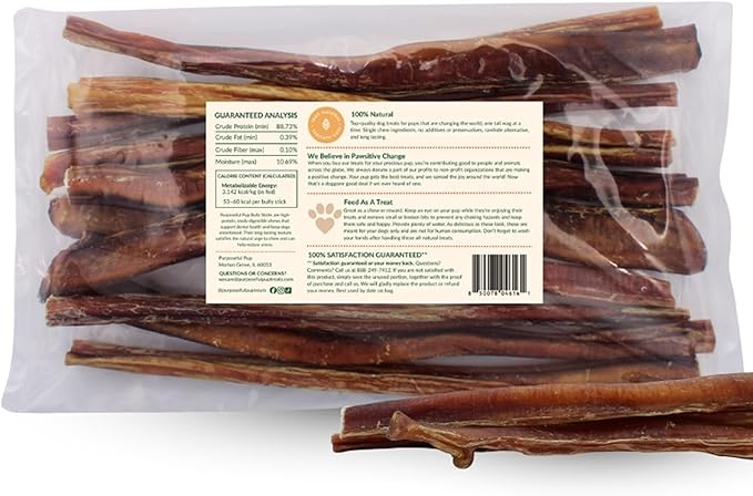 Bully Stick Dog Treats | Single-Ingredient Beef Chews | Long-Lasting Natural Dog Treats | Tough Chewers | Medium to Large Dogs
