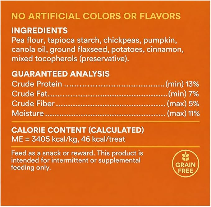 Grain Free Pumpkin Dog Treats - Crunchy Dog Biscuits, Low Calorie Training Treats for Dogs - Clover-Shaped Dog Cookies for All Breeds, All Life Stages, No Wheat Corn Soy - 20oz (Packaging May Vary)