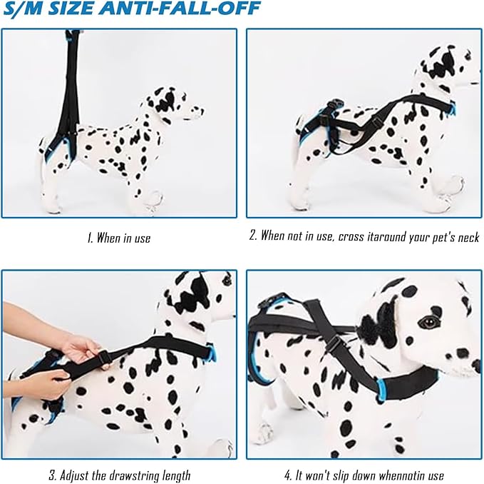 Dog Lift Harness for Back Legs, Pet Support Sling for Senior Dogs with Weak Hind Legs, Adjustable Mobility Aid Harness for Disabled, Injured, Elderly Dogs(M)