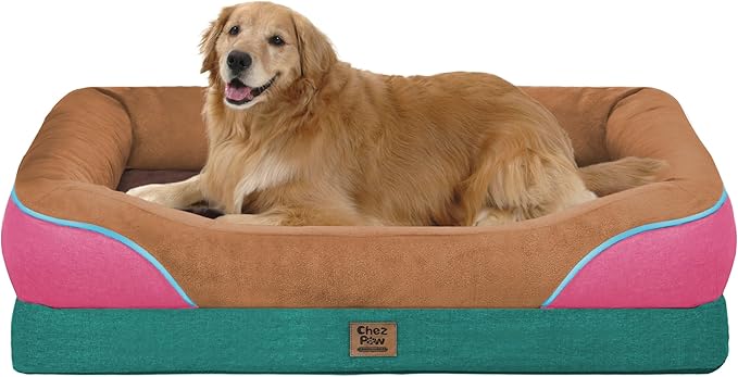 Chez Paw Extra Large Dog Bed Orthopedic - XL Orthopedic Dog Beds Waterproof Pet Couch Memory Foam Sofa Bolster with Removable Cover - 42 x 30
