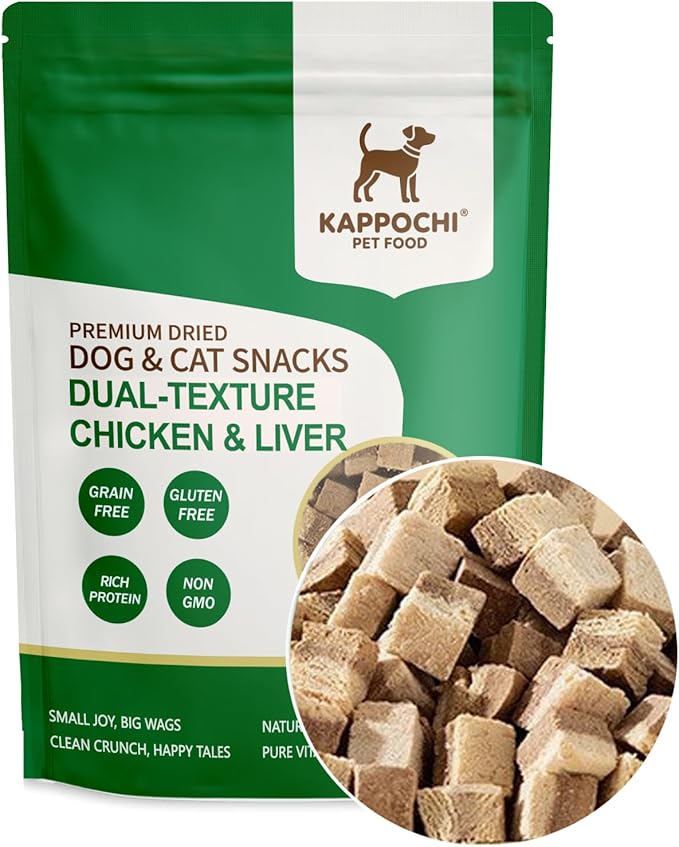 Freeze Dried Dual-Layer Chicken & Chicken Liver Dog Treats - Perfect as Training Rewards, 3.5oz(100.0g), High Protein Training Treats, Natural & Raw, No Additives, Grain Free, Gluten Free