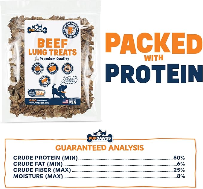 Dried Beef Lung Dog Treats Made in USA | Healthy Training Treats | Low Calorie | Natural Dehydrated | 2.5 lb Package