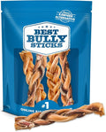 Best Bully Sticks Natural Braided Bully Sticks for Large Dogs - 6 Inch, 4 Count (Pack of 1) - Free-Range Grass-Fed Beef, Single-Ingredient, Grain and Rawhide Free Long Lasting Dog Chews