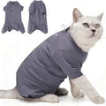 Dotoner Cat Recovery Suit After Surgery Spay Recovery Suit for Female Cats Soft Protective Clothing E-Collar Alternative for Wound Care Post Surgery Apparel(Grey-S)