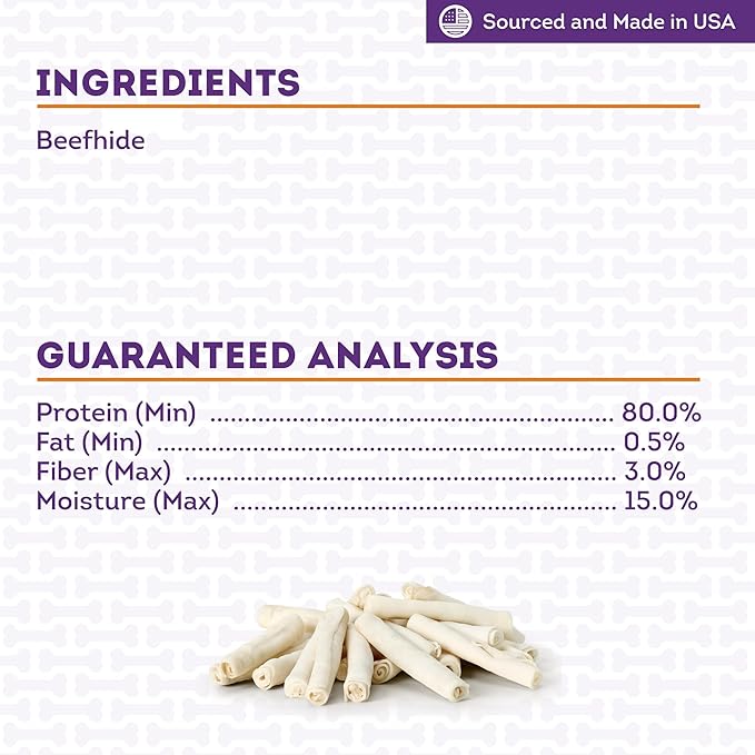 USA Beefhide Chip Rolls 5-6" Dog Chew Treats - Natural Flavor, 22 Count/1 Pack