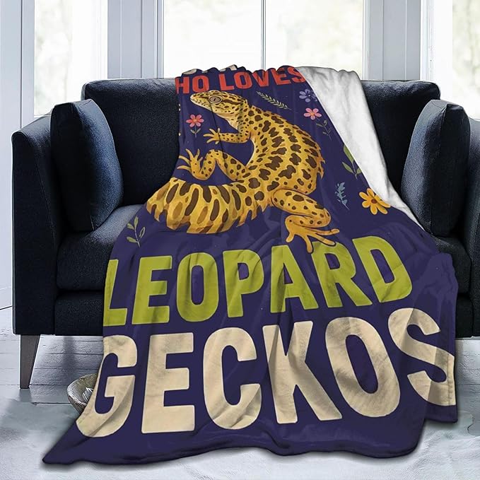 SweetFox Just A Girl Who Loves Geckos Blanket, Gecko Decor Throw Blanket Gifts for Girls Boys Lovers Super Warm Soft Plush Fleece Flannel Winter Bedding Blankets for Kids Adults Men Women 60"X50"