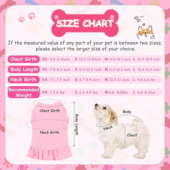6 Pieces Dog Dresses Shirt Skirt Sleeveless Dress Breathable Pet Shirts with Ruffles Puppy Sundress Outfits for Dogs and Cats (XS Size)