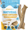 hotspot pets Premium Deer Antlers for Dogs - 7+ Inch Large Antler Dog Chews (2 Pack) Made in USA - Naturally Shed Antler Bone for Large Breed Aggressive Chewers - Promotes Dental Hygiene